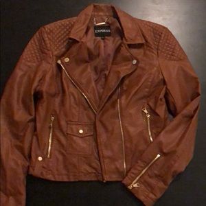 Mocha brown faux leather jacket